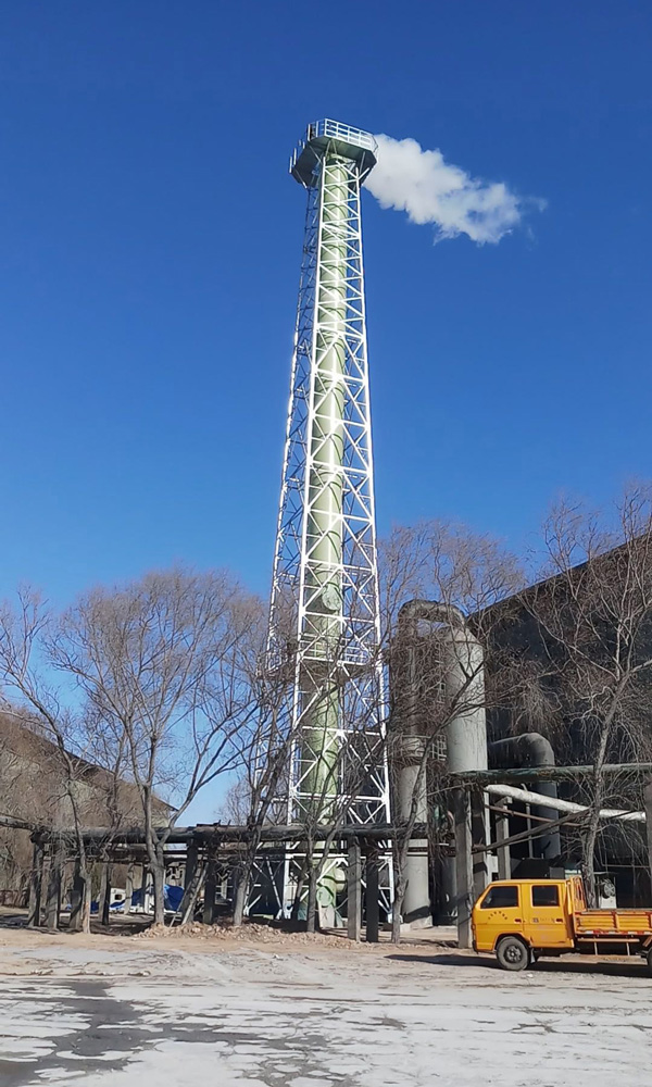 張家口礬山磷礦項(xiàng)目（口徑DN1500mm，高度45m玻璃鋼塔架式煙囪）